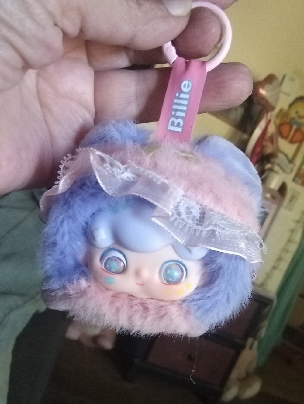 💐 Plush Keyclip Cute in pink and lavender